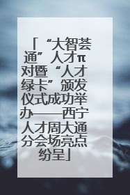 “大智荟通”人才π对暨“人才绿卡”颁发仪式成功举办——西宁人才周大通分会场亮点纷呈