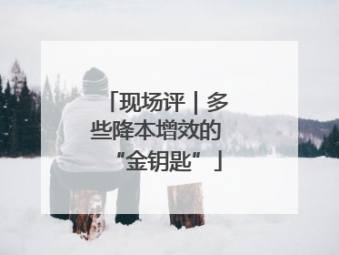 现场评｜多些降本增效的“金钥匙”