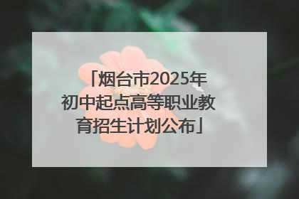 烟台市2025年初中起点高等职业教育招生计划公布
