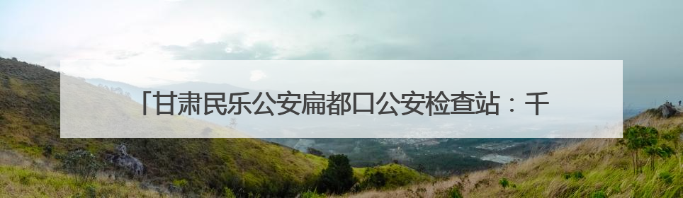 甘肃民乐公安扁都口公安检查站：千年古隘奏响智慧警务便民服务新乐章
