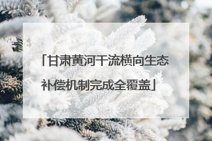 甘肃黄河干流横向生态补偿机制完成全覆盖