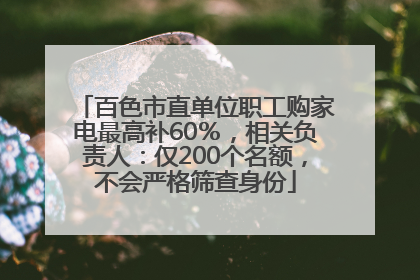 百色市直单位职工购家电最高补60％，相关负责人：仅200个名额，不会严格筛查身份