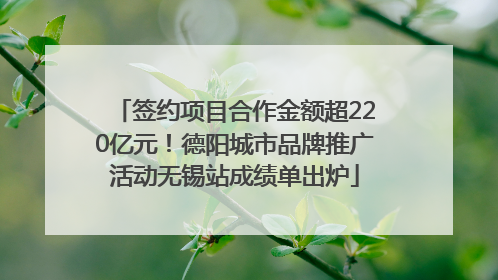 签约项目合作金额超220亿元！德阳城市品牌推广活动无锡站成绩单出炉