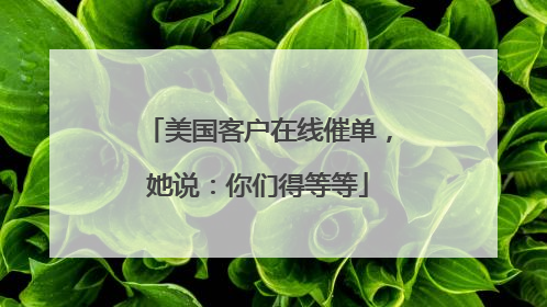 美国客户在线催单，她说：你们得等等