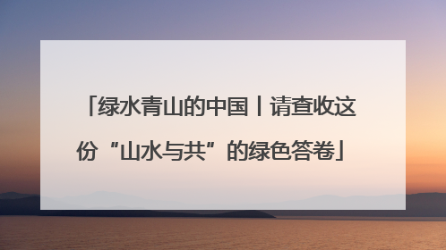 绿水青山的中国丨请查收这份“山水与共”的绿色答卷