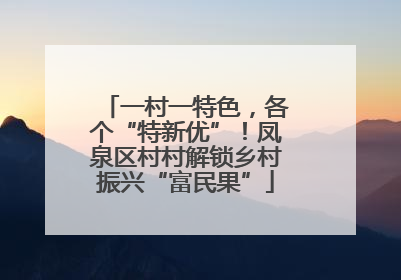 一村一特色，各个“特新优”！凤泉区村村解锁乡村振兴“富民果”