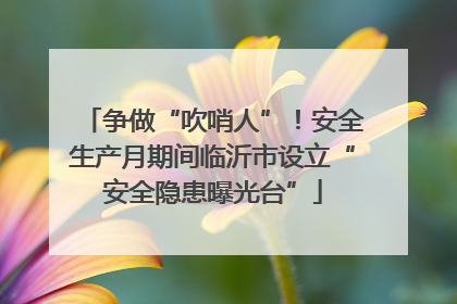 争做“吹哨人”！安全生产月期间临沂市设立“安全隐患曝光台”