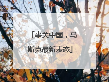 事关中国，马斯克最新表态