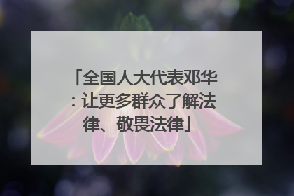 全国人大代表邓华：让更多群众了解法律、敬畏法律