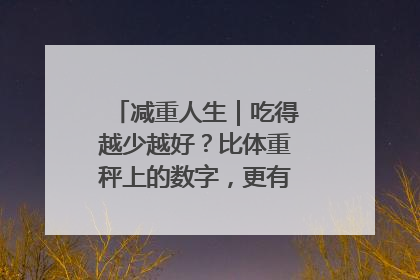 减重人生｜吃得越少越好？比体重秤上的数字，更有意义的是什么？