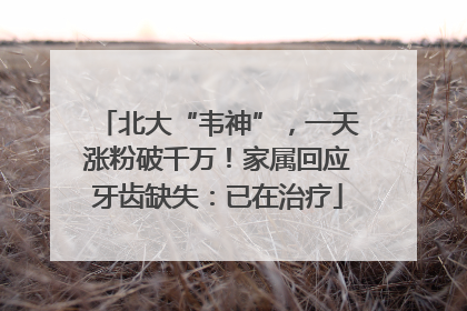 北大“韦神”，一天涨粉破千万！家属回应牙齿缺失：已在治疗