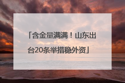 含金量满满！山东出台20条举措稳外资