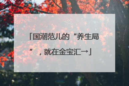 国潮范儿的“养生局”，就在金宝汇→