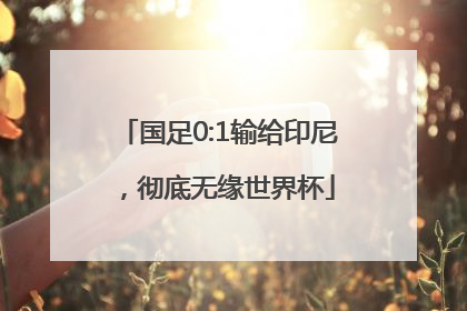 国足0:1输给印尼，彻底无缘世界杯