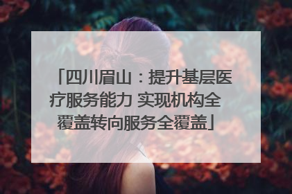 四川眉山：提升基层医疗服务能力 实现机构全覆盖转向服务全覆盖