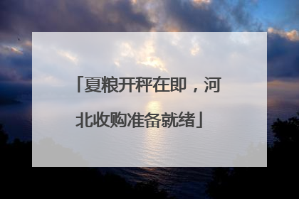 夏粮开秤在即，河北收购准备就绪