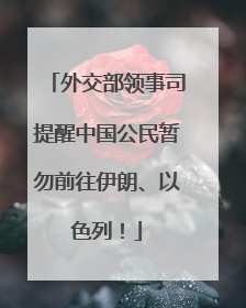 外交部领事司提醒中国公民暂勿前往伊朗、以色列！