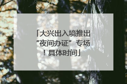 大兴出入境推出“夜间办证”专场！具体时间