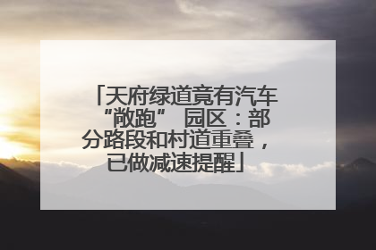 天府绿道竟有汽车“敞跑” 园区：部分路段和村道重叠，已做减速提醒