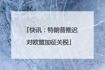 快讯：特朗普推迟对欧盟加征关税