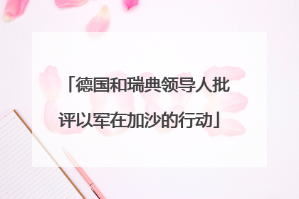 德国和瑞典领导人批评以军在加沙的行动