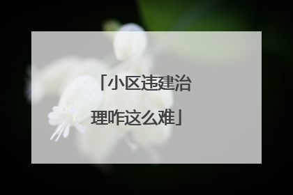 小区违建治理咋这么难