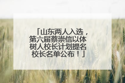 山东两人入选，第六届蔡崇信以体树人校长计划提名校长名单公布！