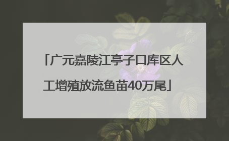 广元嘉陵江亭子口库区人工增殖放流鱼苗40万尾