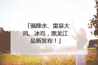 强降水、雷暴大风、冰雹，黑龙江最新发布！