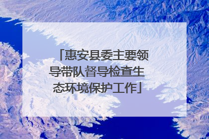 惠安县委主要领导带队督导检查生态环境保护工作