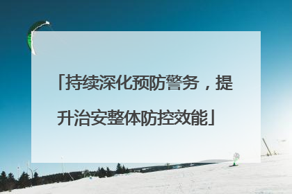 持续深化预防警务，提升治安整体防控效能