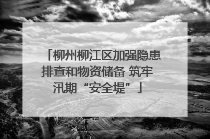 柳州柳江区加强隐患排查和物资储备 筑牢汛期“安全堤”
