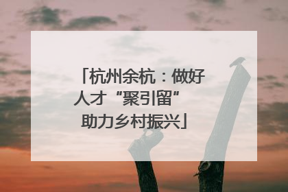 杭州余杭：做好人才“聚引留” 助力乡村振兴