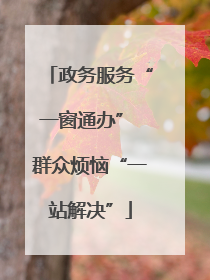 政务服务“一窗通办” 群众烦恼“一站解决”