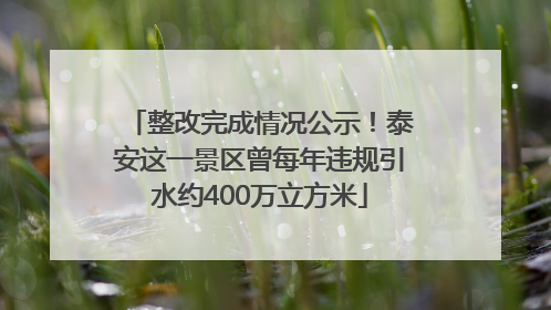 整改完成情况公示！泰安这一景区曾每年违规引水约400万立方米