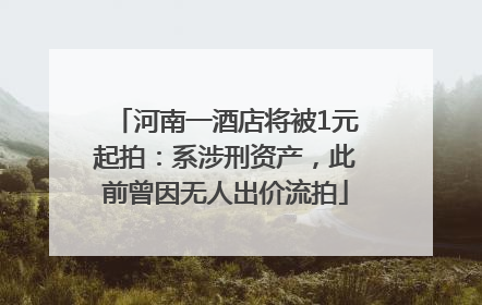 河南一酒店将被1元起拍：系涉刑资产，此前曾因无人出价流拍