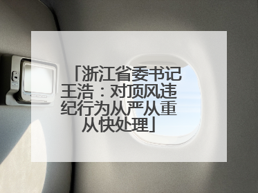 浙江省委书记王浩：对顶风违纪行为从严从重从快处理