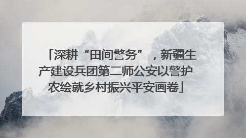 深耕“田间警务”，新疆生产建设兵团第二师公安以警护农绘就乡村振兴平安画卷