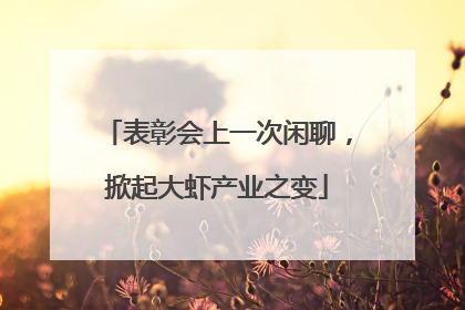 表彰会上一次闲聊，掀起大虾产业之变