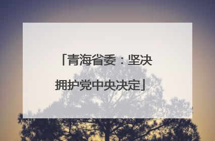 青海省委：坚决拥护党中央决定