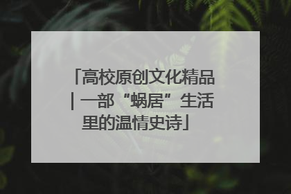 高校原创文化精品｜一部“蜗居”生活里的温情史诗