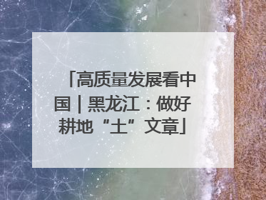 高质量发展看中国｜黑龙江：做好耕地“土”文章