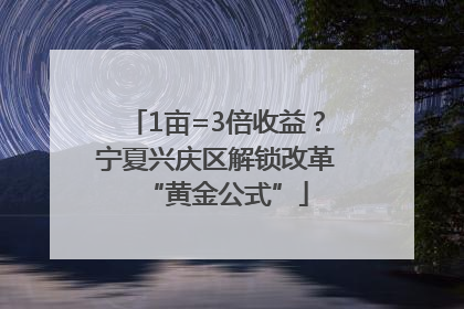 1亩=3倍收益？宁夏兴庆区解锁改革“黄金公式”