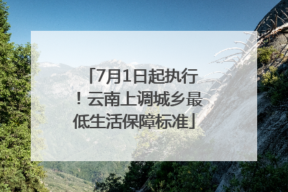 7月1日起执行！云南上调城乡最低生活保障标准